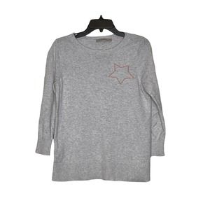 Ann Taylor Loft Womens Sweater Size Small Gray Crew Neck‎ With Star Cotton